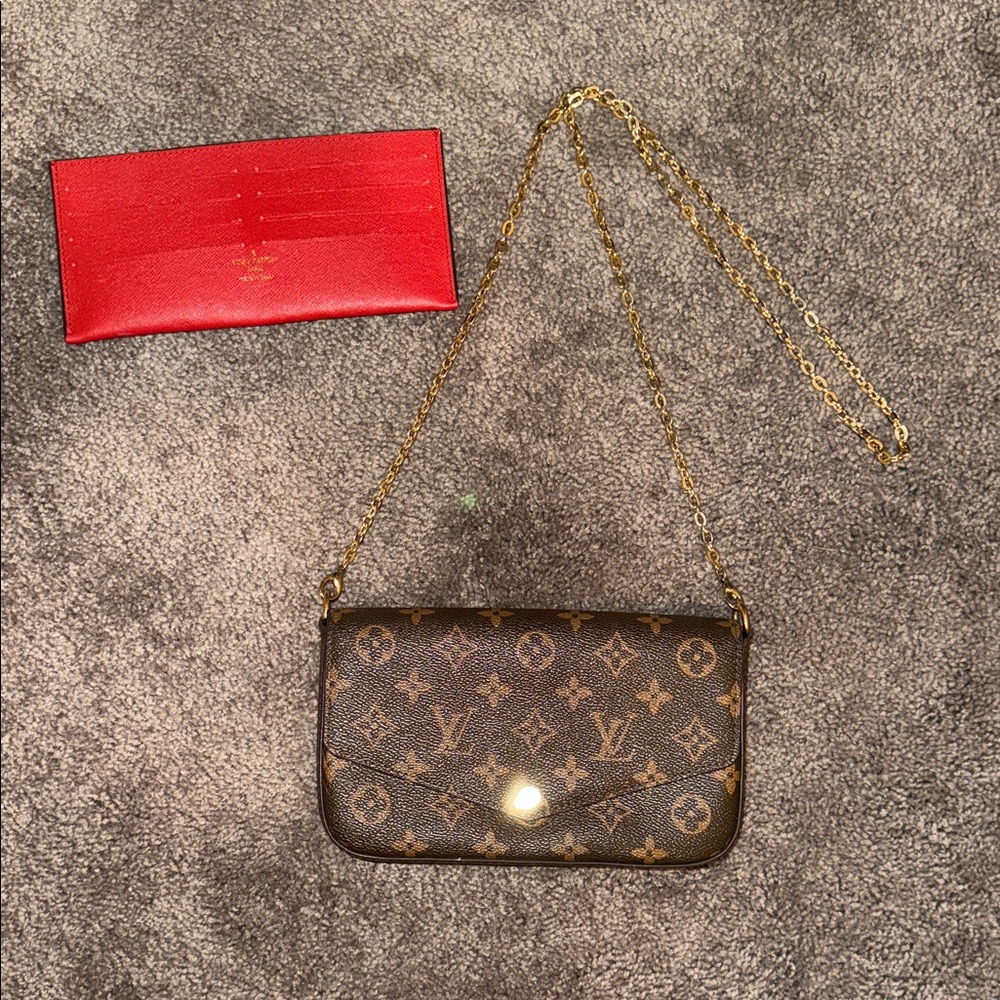 Monogram Crossbody Bag with Gold Chain